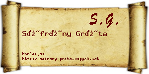 Sáfrány Gréta névjegykártya